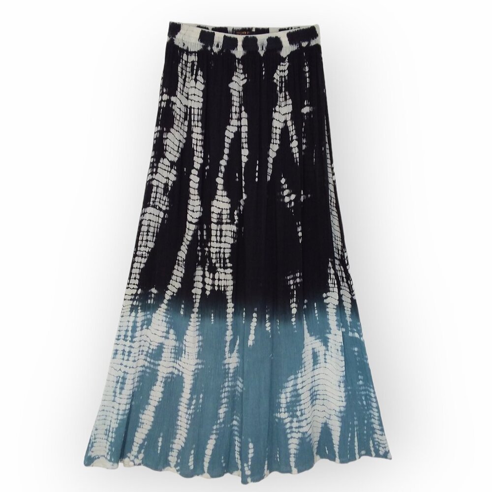 Forever 21 Maxi Skirt Size Medium Black Dusty Blue Sheer Gauze Boho Flowy